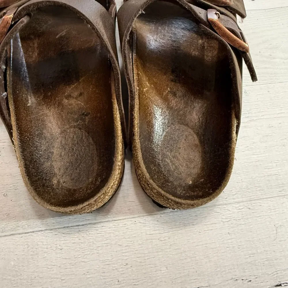 Birkenstock Arizona kids brown leather sandals‎